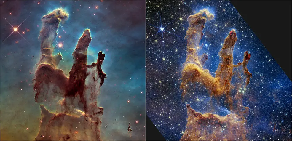Comparación Pilares de la Creación de Hubble y de James Webb