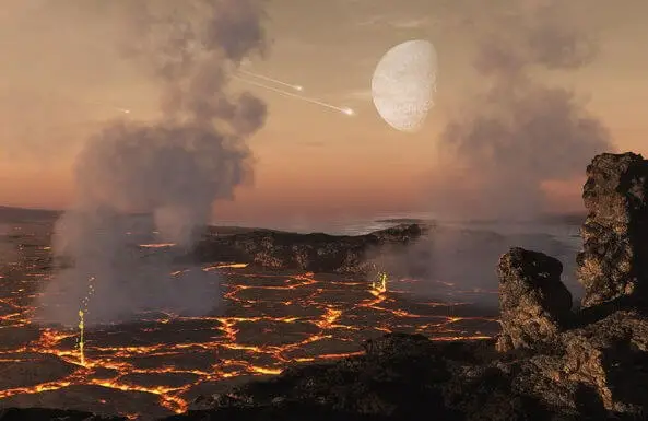 Meteoritos cayendo durante el Precámbrico